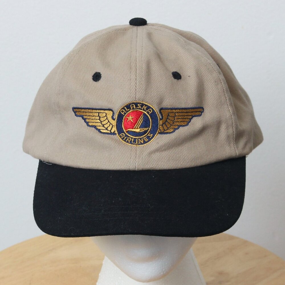 Alaska Airlines Hat Men OSFM Tan Adjustable Cap